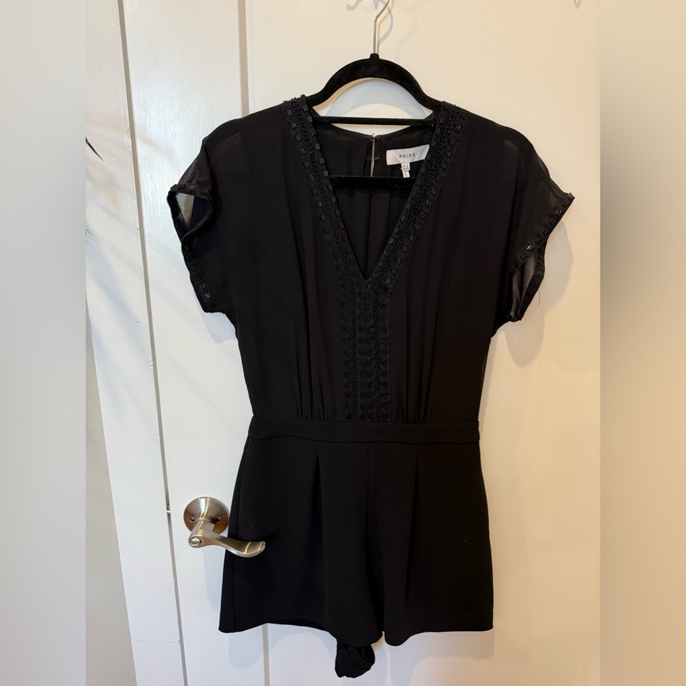 Reiss Black V-Neck Romper